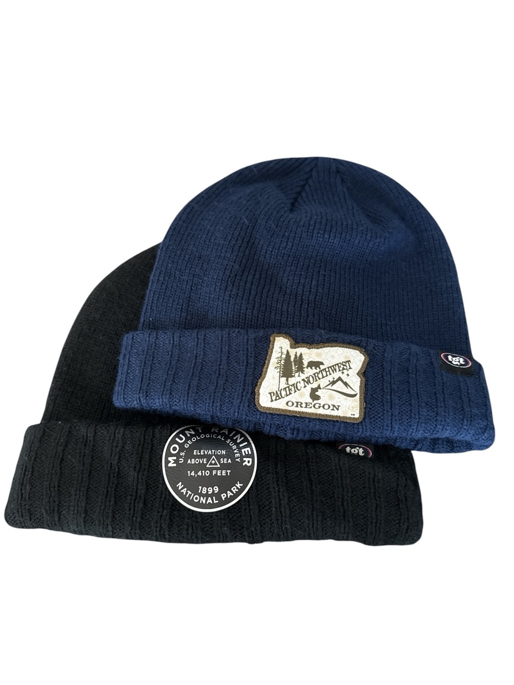 Bundle of 2 Cuffed tgt Beanies-Pacific Northwest Oregon & Mt. Rainier EUC